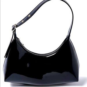 Vinyl Black Baguette Purse